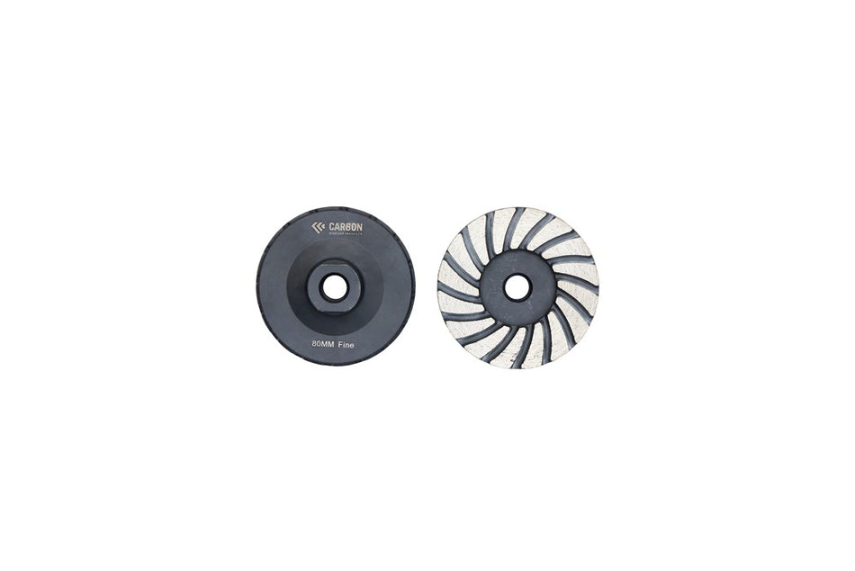 M14 80mm Diameter Cup Wheel, Continuous Face, Fine Grit, M14 Thread